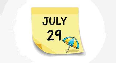 Summer Celebration July 29th Calendar Icon Design with a Cheerful Beach Umbrella Accent