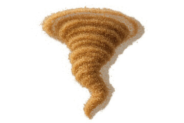 Swirling sand tornado vortex with strong wind power, simulating a desert dust storm on a transparent background