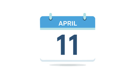 Flat vector graphic of an April 11th calendar page indicating a specific date meeting reminder