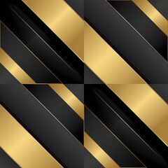 Abstract geometric pattern with diagonal stripes of metallic gold and deep black creating a luxurious and modern background design