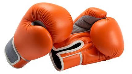 Orange Boxing Gloves: A striking pair of orange boxing gloves, expertly crafted, poised and ready for action, embodying the essence of strength and athleticism.