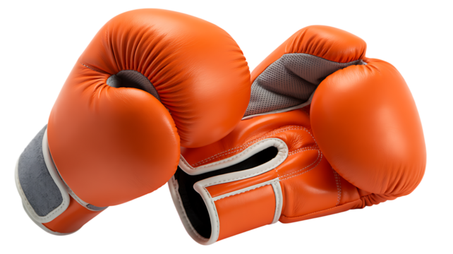 Orange Boxing Gloves: A striking pair of orange boxing gloves, expertly crafted, poised and ready for action, embodying the essence of strength and athleticism.