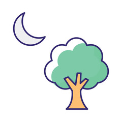 Night Tree Vector icon which can easily modify or edit
