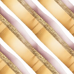 Elegant diagonal stripes of shimmering gold glitter and soft pink satin ribbons create a luxurious seamless pattern background