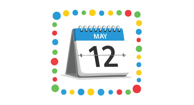 May 12th Calendar Icon with Colorful Border Indicating an Important Date or Deadline Reminder Symbolizing Planning and Schedule Organization