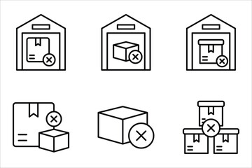 Out Of Stock icon set, of vector icons isolated on a white background.
