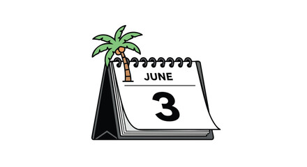 June 3rd tropical getaway calendar icon representing summer vacation commencement celebration schedule reminder appointment planning date
