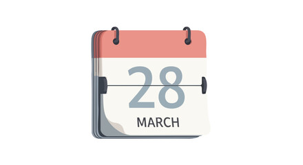 Retro Flip Calendar Displaying Twenty-Eighth of March Representing Deadline, Event or Important Date in Pastel Color Palette