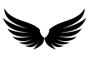 Wings icon silhouette vector, wing black symbol
