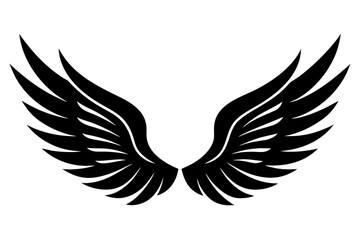 Wings icon silhouette vector, wing black symbol
