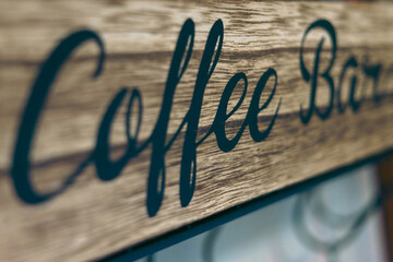 Coffee Bar inscription on wood