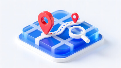 Technology style blue map trajectory icon design