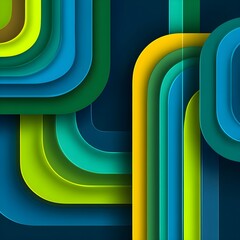 Modern abstract wallpaper with minimal neon oval curved strips in electric blue, neon yellow, tangerine, and mint green.