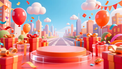 3D Cartoon Festival Decoration in City for Spring Festival