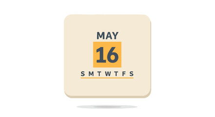 Stylized May 16th Calendar Icon: A Digital Reminder for Planners and Organizers