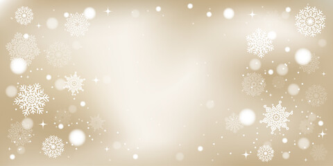 New Year and Christmas winter gradient blurred background with snowflakes and bokeh. Dreamy and magical. Banner with copy space. Vector illustration.