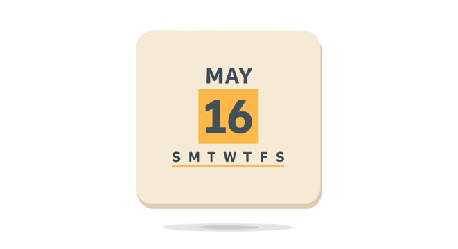 Stylized May 16th Calendar Icon: A Digital Reminder for Planners and Organizers