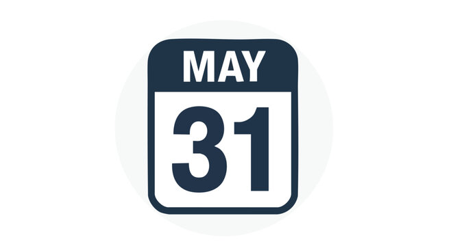 Minimalist Representation of May 31st on a Calendar Page with Rounded Design and Dark Blue Accents