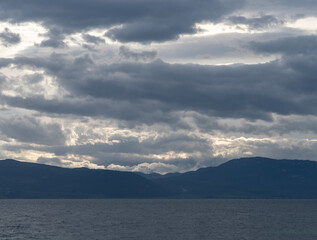 Clouds and stormy weather at Loutra Edipsou Spa resort on Evia Island in Greece