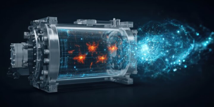 A deep space physics chamber where tissue evolution simulations generate new organ concepts as a satellite scans the galaxy for the missing solution piece