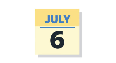 Stylized illustration depicting July 6th on a calendar, highlighting a specific date within the summer month using a flat design aesthetic