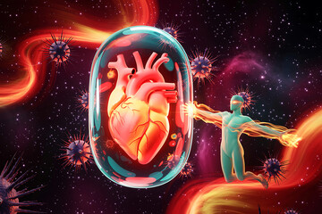 Human Heart Protected from Virus by Bubble Shield with Immune System