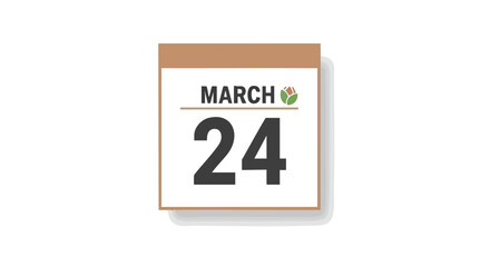 Obraz premium March 24th Calendar Icon with a clean Design for Schedules and Important Dates Illustration Reminder Graphic 24 Illustration isolated on a light