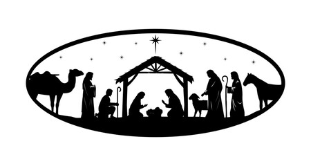 Nativity Scene Silhouette Illustration