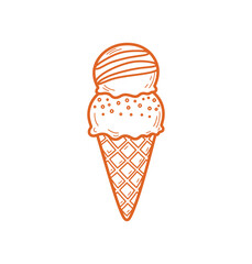  Vector illustration of a delicious cold vanilla and chocolate ice cream cone dessert perfect for a sweet summer snack