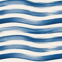 Abstract blue watercolor brushstrokes forming wavy lines on a textured off white background