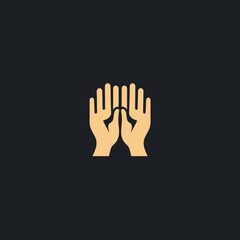 Obraz premium A minimalist icon showing two hands raised together in a gesture of prayer or supplication.