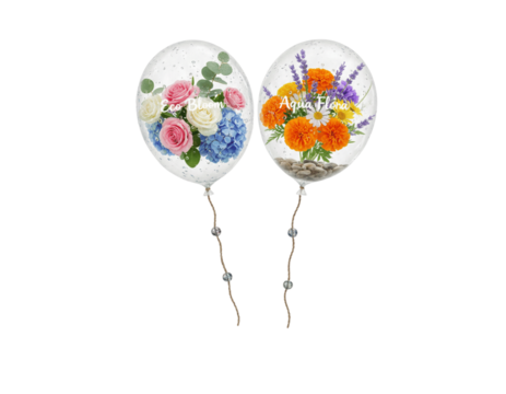  Eco Harmony Balloon Duo – Floral Water-Filled Variations, isolated on transparent background