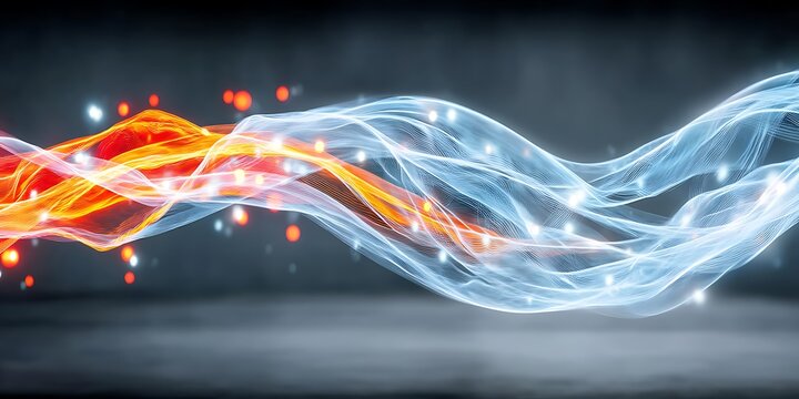 Colorful Light Trails with Abstract Motion Blur and Glowing Particles Against a Dark Background