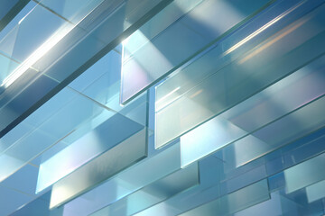 Layered translucent geometric panels with woven light beams, capturing the modern precision of medical technology visuals.