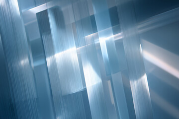 Layered translucent geometric panels with woven light beams, capturing the modern precision of medical technology visuals.