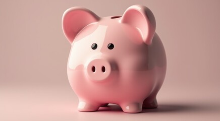 Pink piggy bank with a black eye