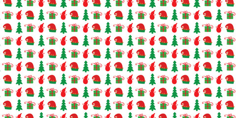 Cute Christmas greeting card with hand drawn ornaments. Vector illustration