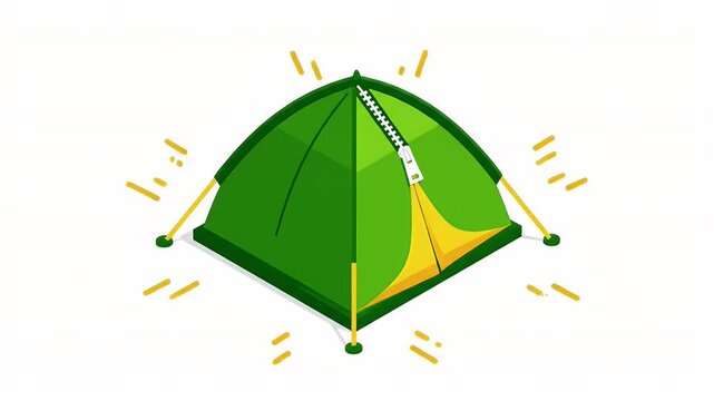 Green dome tent isometric vector illustration for camping and outdoor recreation