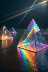 Abstract prism light reflections with rainbow flares