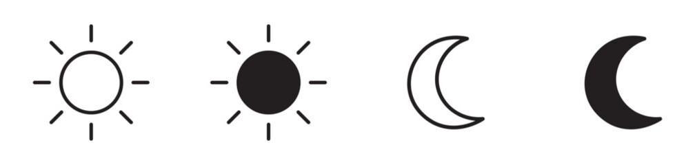 sun and moon icon set, vector illustration . 