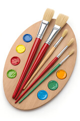 Paint brushes on palette isolated