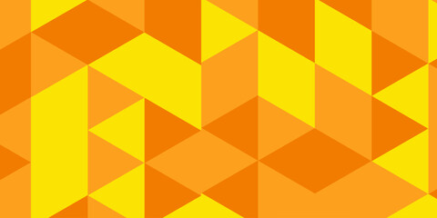 Abstract geometric wall tile and metal cube background. yellow triangle wallpaper. Seamless geometric pattern low polygon background. orange and red diamond decoration overlap polygonal background.	
