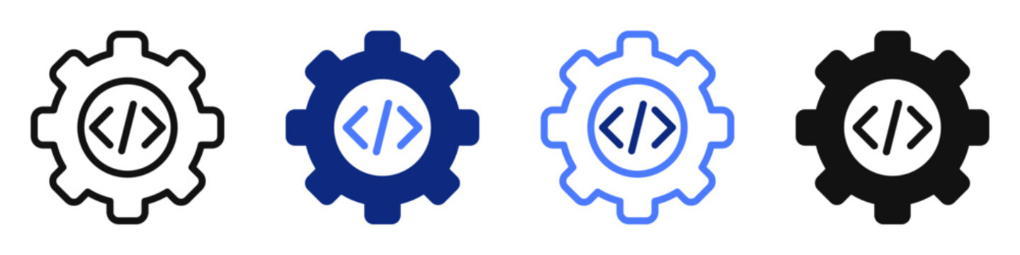 Vector icon or logo related to programming and development, computer engineering, maintenance and support. Symbol for website or app UI, logo design, illustration