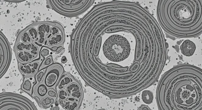 TEM showing endoplasmic reticulum collapse under viral stress