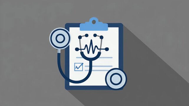 Healthcare and medicine concept with stethoscope over a medical report on a clipboard