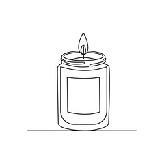 Burning Candle Jar Line Art Illustration