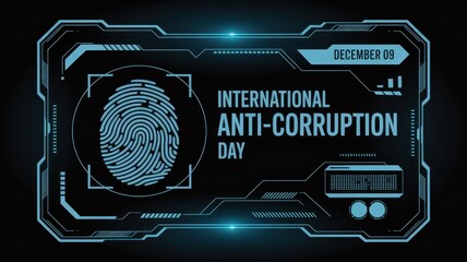 Futuristic international anticorruption day with fingerprint scan illustration