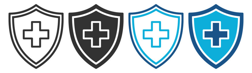 Medical shield health protect cross symbol on transparent background