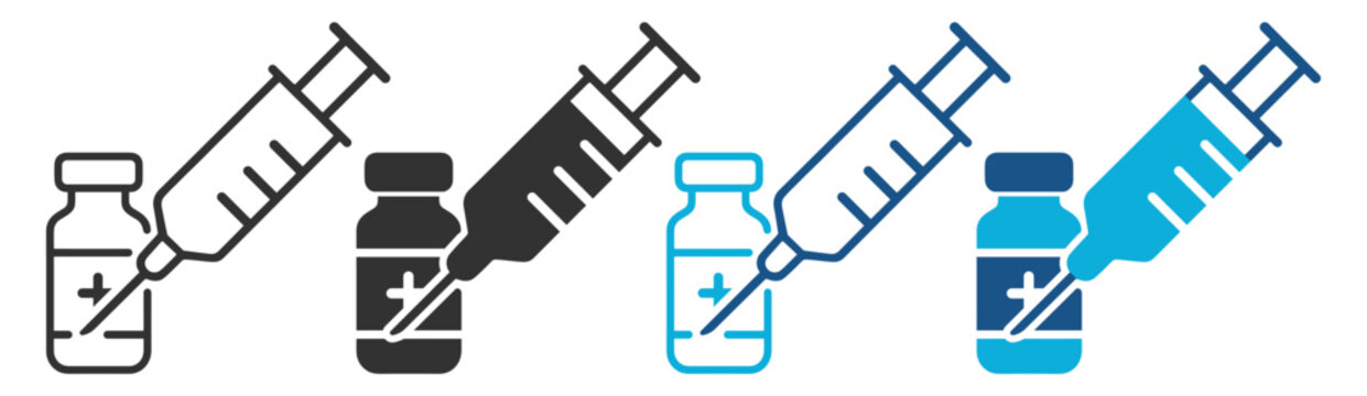 Vaccine syringe and vial medical injection concept on transparent background