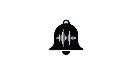 Fototapeta premium Simple bell icon with sound wave visualization, symbolizing notification or alert